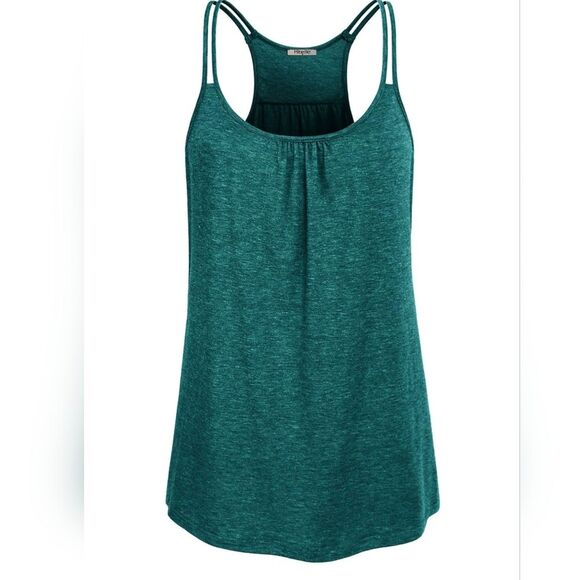 Women’s Green Tank Top, Size Small Criss Cross Back Crossback Tank Loose Fit - Picture 2 of 9